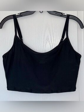 NWT Aerie Scoop Neck Longline Bikini Top Womens XL Black Adjustable Straps